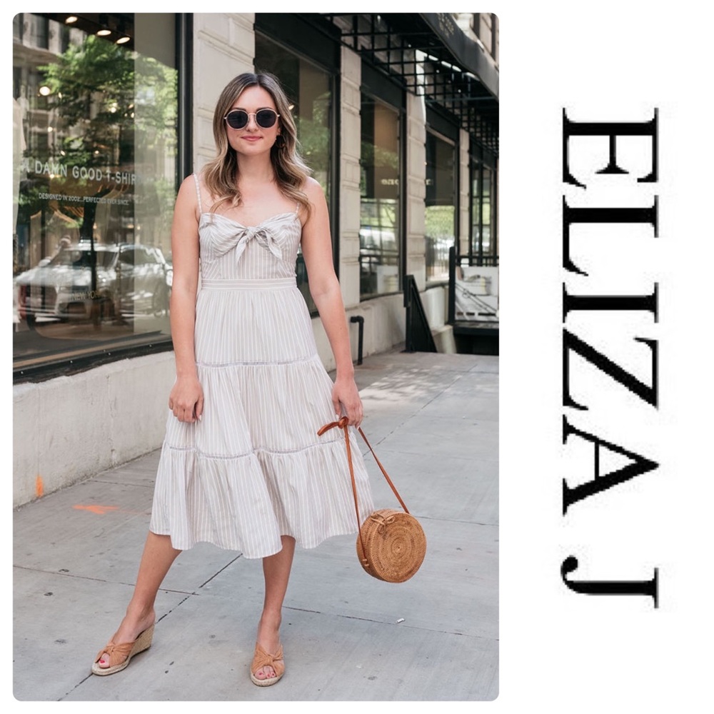 Eliza J Cream Striped Dress